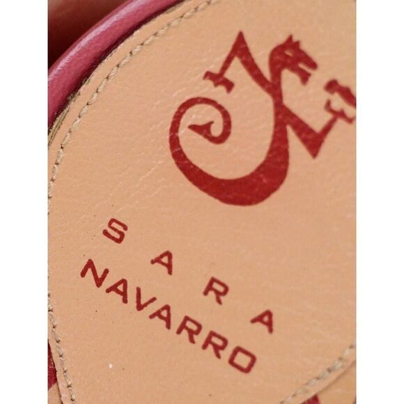 Sara Navarro POWDER ROSES REAL LEATHER MID HEEL OPEN TOE STRAPPY SANDALS Sz 39C - Picture 8 of 11
